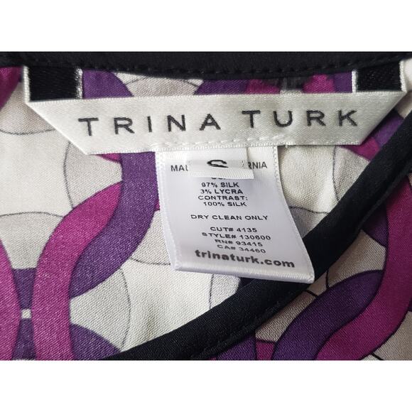 Trina Turk Multicolor Abstract Sleeveless Silk Blouse - Picture 5 of 8